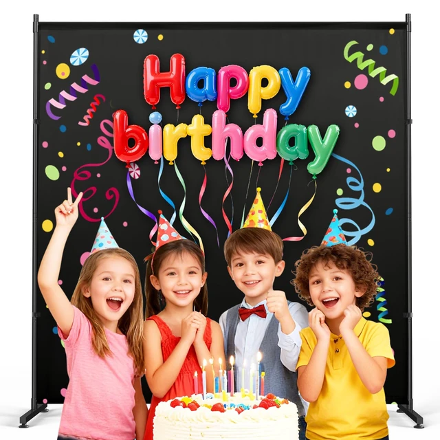 Alt view image 7 of 7 - Black Photography Backgroud/Backdrop Width Adjustable Thick & Opaque Fabric for Studio, Party, or Video Backdrop Perfect for Single Panel Room Divider/Privacy Screen (Black, 6FT X 6FT)