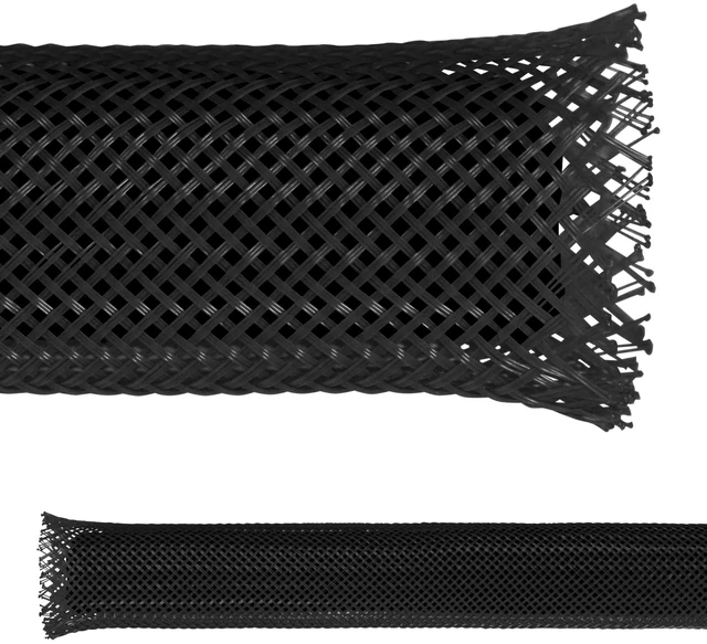 Main image of 3" PET Expandable Braid Sleeving Flame Retardant Flexible Wire Mesh for Cord Management and Cable Protection - 25 Feet - Black