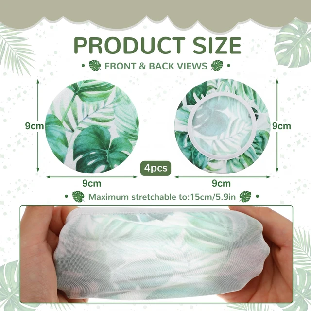 Alt view image 2 of 6 - 2 Pairs Monstera Leaf Flex Fabric Headphones Covers Green Stretchable Washable, Ear Cup Protectors, Sweat Resistant, Ear Pad Sleeves, Headphone Accessories for Gym, Gaming, 3.54inch