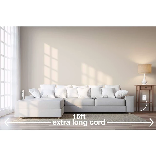 Alt view image 3 of 4 - 6-Outlet + 2 USB 1050 Joule Surge Protector Power Strip with 15-Ft Long Extension Cord, White, UL Listed
