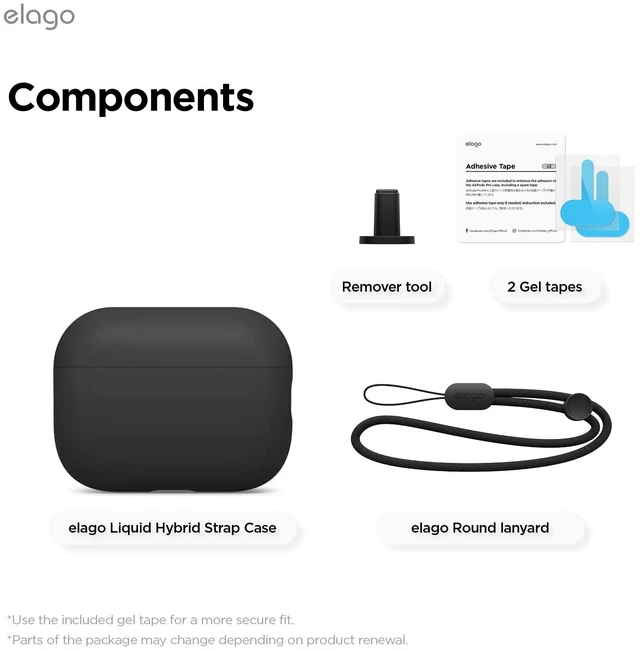 Alt view image 7 of 7 - Liquid Hybrid Case for AirPods Pro 3 Triple Layer Protection, Lanyard Included, Wireless Charging, Shock Resistant (Black)