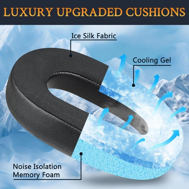 Alt view image 3 of 7 - Cooling Earpads for Razer BlackShark(V3/V3 X HyperSpeed) - Black Not Fit Blackshark V3 Pro Headphones