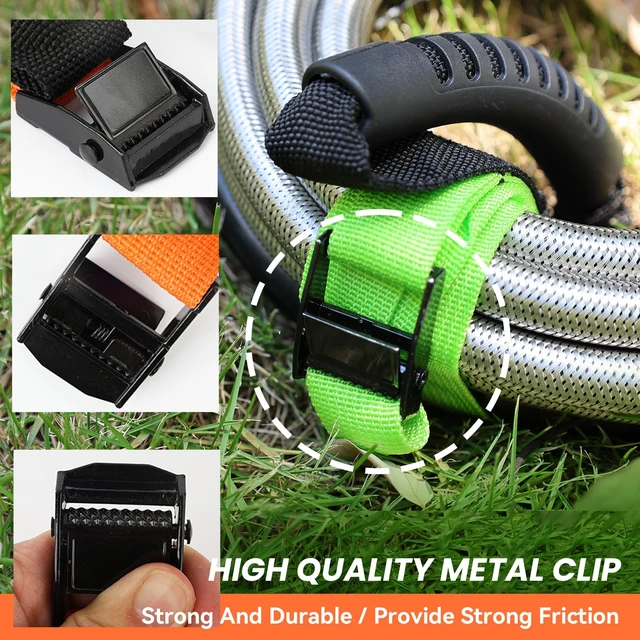 Alt view image 4 of 7 - Heavy Duty Storage Straps with Handle, 2 Pack Adjustable Steel Lock Slider Buckles, Organize Cables, Ropes, Pool & Garden Hoses