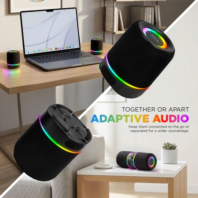 Alt view image 2 of 7 - 2-in-1 Portable Wireless Bluetooth Speaker with RGB Lights Magnetic Split Design, True Wireless Stereo, Bluetooth 5.3, USB-C Cable Included, Rechargeable Battery