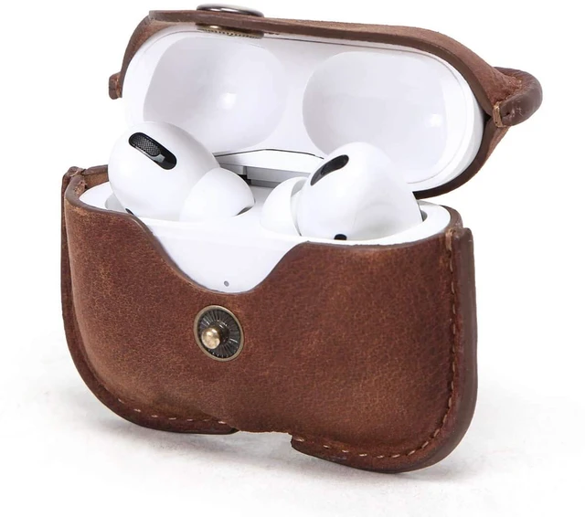 Main image of Leather Case Replacement for Airpods Pro 2019,Crazy Horse Cowhide Leather Portable Travel Case Compatible with Airpods Pro,Headphone Cases Replacement for AirPods Pro Charging(Brown)