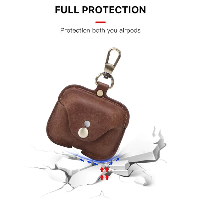 Alt view image 4 of 6 - Leather Case Replacement for Airpods Pro 2019,Crazy Horse Cowhide Leather Portable Travel Case Compatible with Airpods Pro,Headphone Cases Replacement for AirPods Pro Charging(Brown)