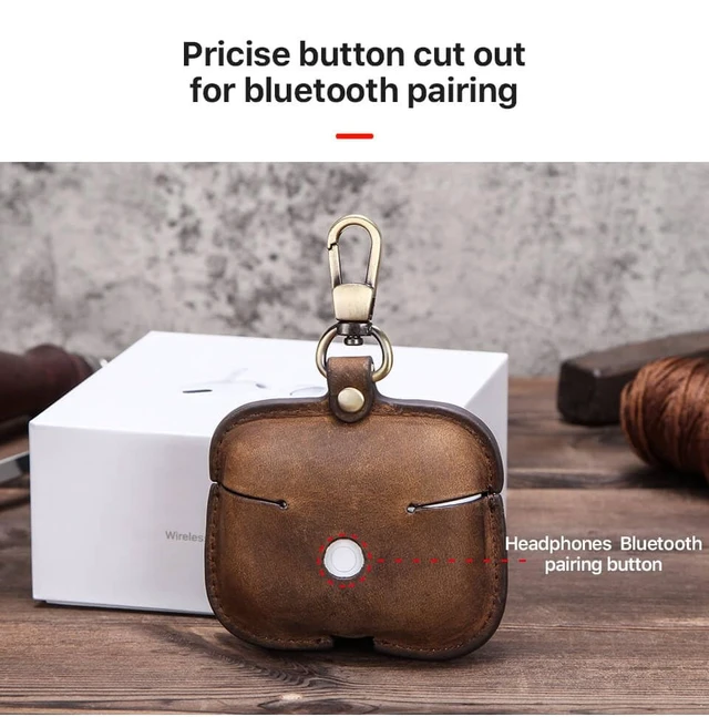 Alt view image 5 of 6 - Leather Case Replacement for Airpods Pro 2019,Crazy Horse Cowhide Leather Portable Travel Case Compatible with Airpods Pro,Headphone Cases Replacement for AirPods Pro Charging(Brown)