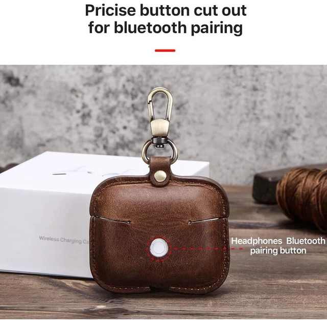 Alt view image 5 of 6 - Airpods Pro Leather Case, Crazy Horse Cowhide Leather Portable Travel Case for Airpods Pro,Headphone Cases for AirPods Pro Charging Case(Coffee)