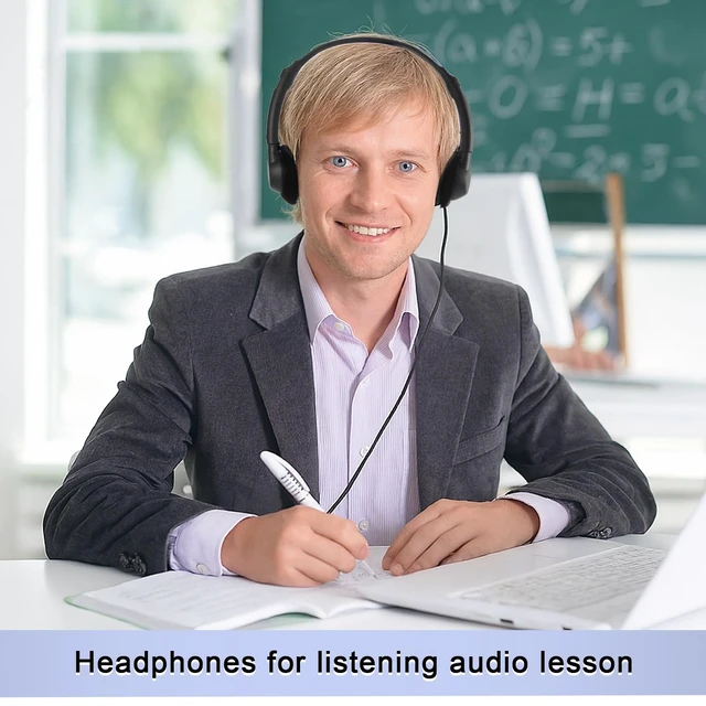 Alt view image 6 of 7 - 30 Pack Bulk Over Ear Headphones Set On Ear Headsets Black Earphones with Adjustable Headband & 3.5mm Plug for Group Learning, Computer Lab, Library, Online Lesson and Testing