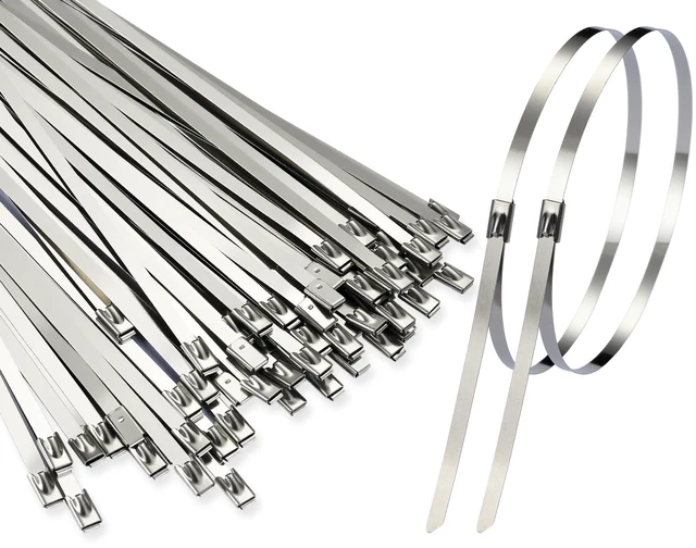 Main image of Metal Zip Ties 15.8 Inch - 304 Stainless Steel Zip Ties Heavy Duty 200pcs Heavy Duty Self-Locking for Chain Link Fence Rust-resistant & UV-resistant for Outdoor/Electrical/Farm (0.18"W)