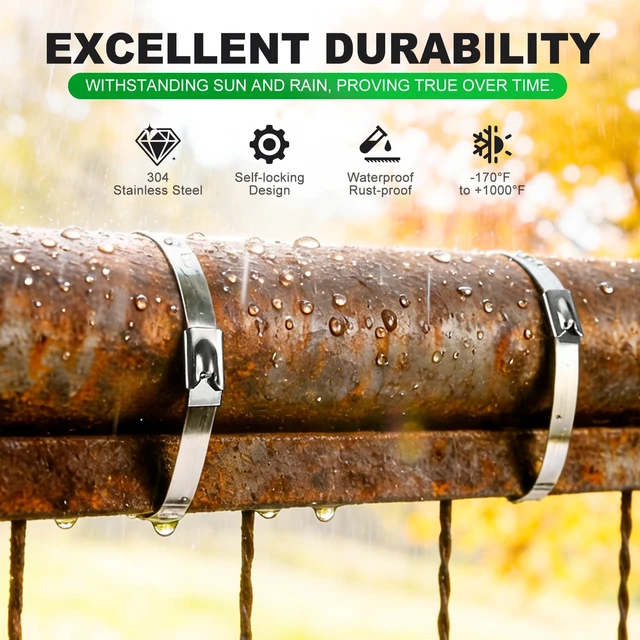Alt view image 4 of 7 - Metal Zip Ties 15.8 Inch - 304 Stainless Steel Zip Ties Heavy Duty 200pcs Heavy Duty Self-Locking for Chain Link Fence Rust-resistant & UV-resistant for Outdoor/Electrical/Farm (0.18"W)