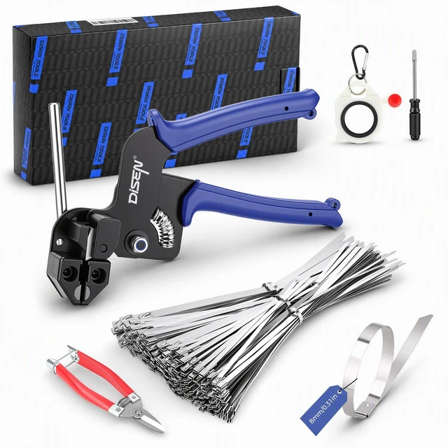 Main image of Heavy Duty Stainless Steel Cable Tie Gun Kit with 250 Metal Zip Ties UV Corrosion Resistant Zip Ties (3 Sizes), Zip Tie Gun Gun, Cutter & Organizer, for Fence Exhaust Pipe Chicken Coop Farm Use