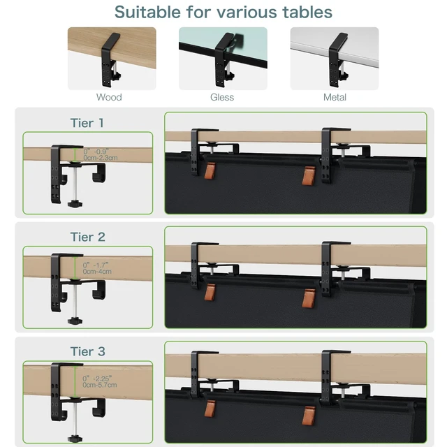 Alt view image 7 of 7 - No Drill Under Desk Cable Organizer, 30 inch Cord Management Adjustable Clamp/Screw Mount, Excellent Oxford Cloth Cable Tray for Power Strips, Cord Hiders for Home Office, Black