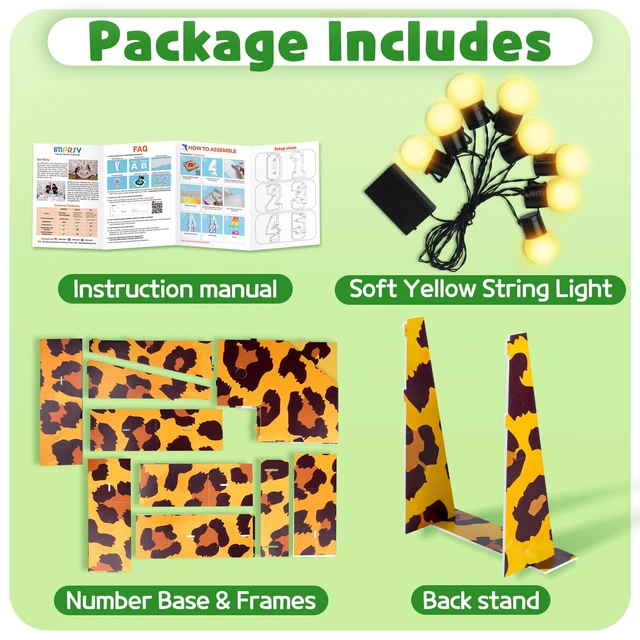 Alt view image 3 of 5 - 3ft Marquee Numbers 2 for Safari 2nd-Birthday Decorations Large Light Up Number 2 Two Wild Birthday Decoration Wild Second Party Decor Balloon Frame 20 Pcs Accessory Set