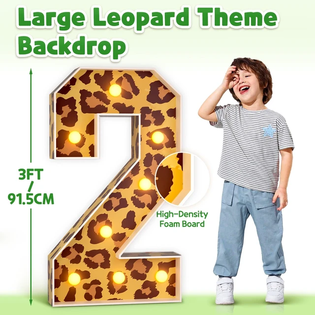 Alt view image 4 of 5 - 3ft Marquee Numbers 2 for Safari 2nd-Birthday Decorations Large Light Up Number 2 Two Wild Birthday Decoration Wild Second Party Decor Balloon Frame 20 Pcs Accessory Set