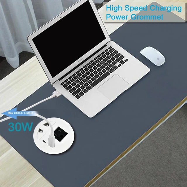 Alt view image 5 of 7 - Desktop Power Grommet with 33W Fast Charging USB-A+C, with 1 AC Power Outlet and 4.5FT Extension Cord Recessed Power Outlet for Conference Rooms, Office Tables, Furniture (White)