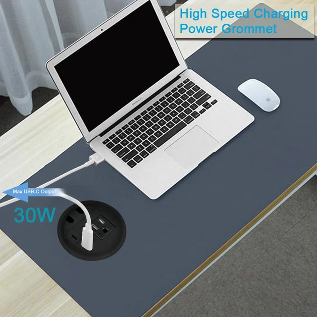 Alt view image 5 of 7 - Desktop Power Grommet with 33W USB-A+C Fast Charge & AC Outlet 4.5FT Cord Recessed Power Outlet for Conference Rooms, Office Tables, Furniture (Black)