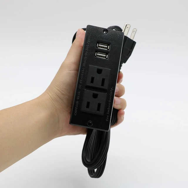 Alt view image 6 of 7 - Desktop Power Strip with 2 Outlets 2 USB 2.1A Insert Mounting Built in Desk Table Sofa Cabinet Nightstand