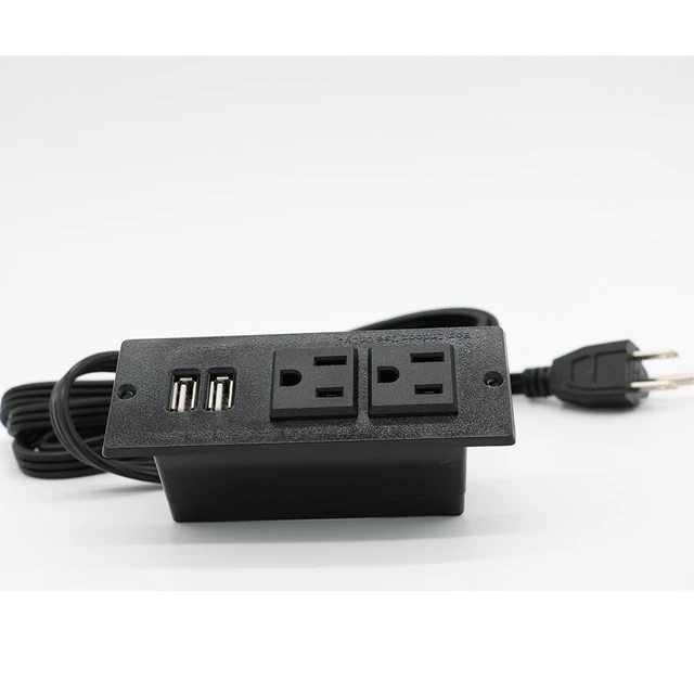 Alt view image 7 of 7 - Desktop Power Strip with 2 Outlets 2 USB 2.1A Insert Mounting Built in Desk Table Sofa Cabinet Nightstand
