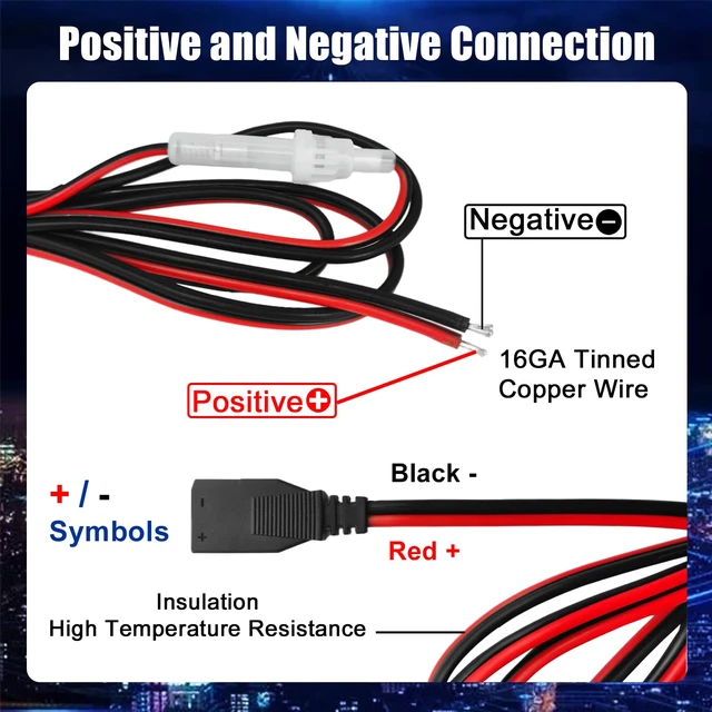 Alt view image 5 of 6 - 2-Wire CB Power Cable 3 Pin CB Power Cord with 15A Fuse Replacement CB Radio Power Cord for Cobra Uniden Midliand Galaxy Connex CB Ham Radio (1 Pack)