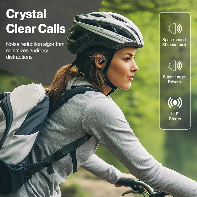 Alt view image 6 of 7 - Bluetooth Headphones Air Conduction, IPX5 Waterproof Air Conduction Ear Buds, Over Ear Headphones with MIC, Over Ear Earbuds for Sports, Running Earbuds, 35 Hours Music, Clear Calls