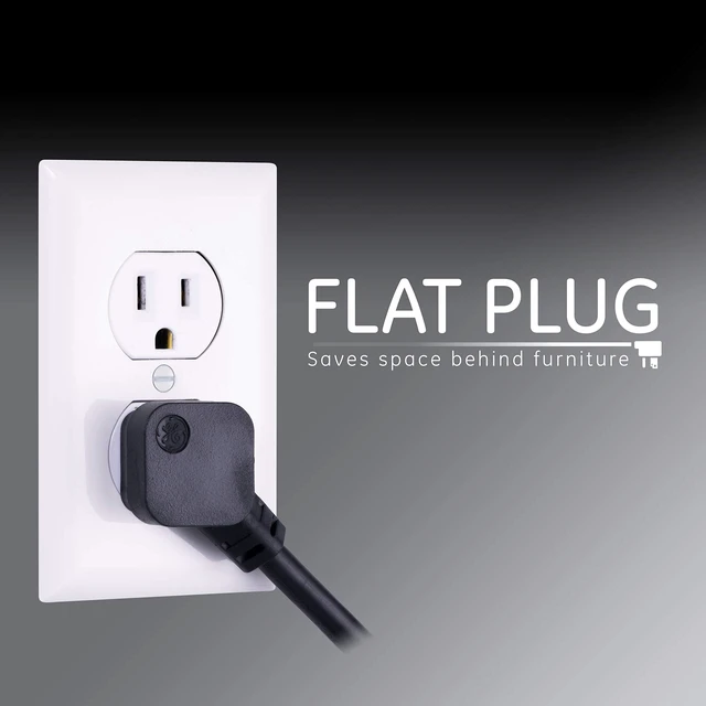 Alt view image 4 of 7 - 6-Outlet Sur Protector, 2 Pack, 6 Ft Extension Cord, Power Strip, 800 Joules, Flat Plug, Twist-to-Close Safety Covers, Protected Indicator Light, UL Listed, Black, 54654