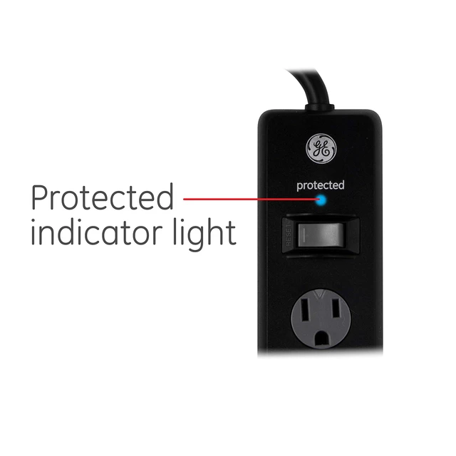 Alt view image 6 of 7 - 6-Outlet Sur Protector, 2 Pack, 6 Ft Extension Cord, Power Strip, 800 Joules, Flat Plug, Twist-to-Close Safety Covers, Protected Indicator Light, UL Listed, Black, 54654