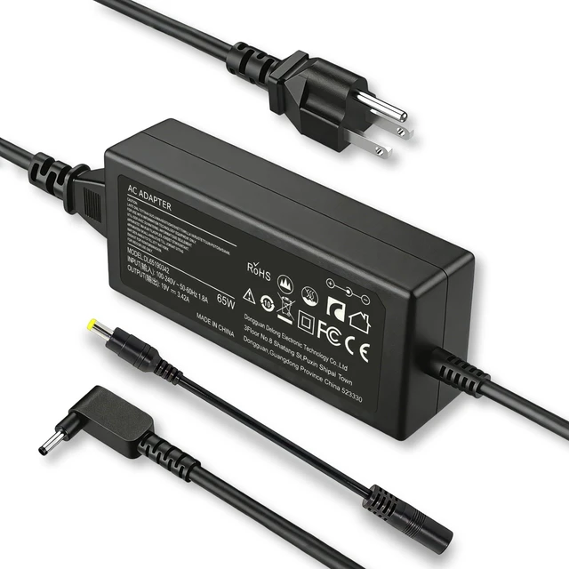Main image of 65W 19V3.42A Laptop Charger N15Q8 N15Q9 Compatible with Acer Aspire 1 3 5, 2 Tips 3.0x1.1mm & 5.5x1.7mm A514-54 A515-43 A515-44 A515-45 A515-46 A515-54 A515-55 A515-56 A315-24P A315-58 A315-59 A315-23