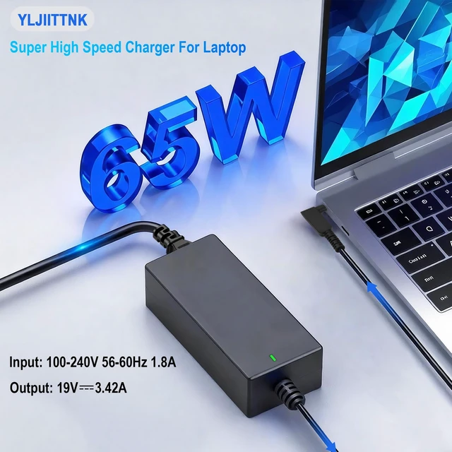 Alt view image 2 of 7 - 65W 19V3.42A Laptop Charger N15Q8 N15Q9 Compatible with Acer Aspire 1 3 5, 2 Tips 3.0x1.1mm & 5.5x1.7mm A514-54 A515-43 A515-44 A515-45 A515-46 A515-54 A515-55 A515-56 A315-24P A315-58 A315-59 A315-23