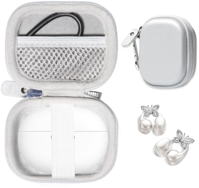 Main image of Case for King Lucky Jewelry-Inspired Clip-On Earbuds with Butterfly Earrings, Clip-on Earbuds Jewelry Wireless Bluetooth 5.4 Comfortable Open Ear Headphones (Smoke White)