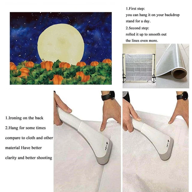 Alt view image 7 of 7 - Halloween Background Moon Pumpkin Starry Night Halloween Party Backdrop Pumpkin Patch Banner for Kids Baby Shower Birthday Party Cake Table Banner Studio Photography Props