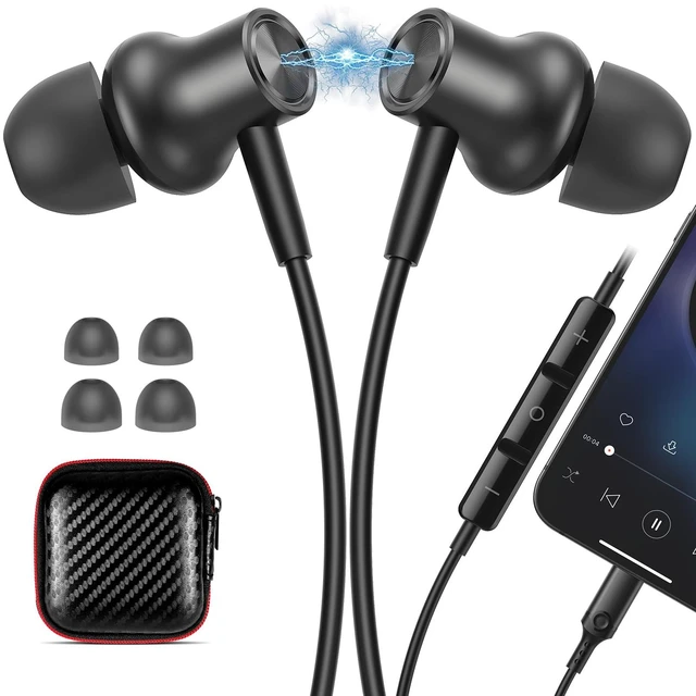 Main image of MFi-Certified Wired Headphones for Apple iPhone 14 13 Pro Gunmetal Lighting Earbuds for iPhone 12 Pro 11 XS Max XS SE 7 8 Plus Earphones Built-in Microphone Volume Control Magnetic Headsets
