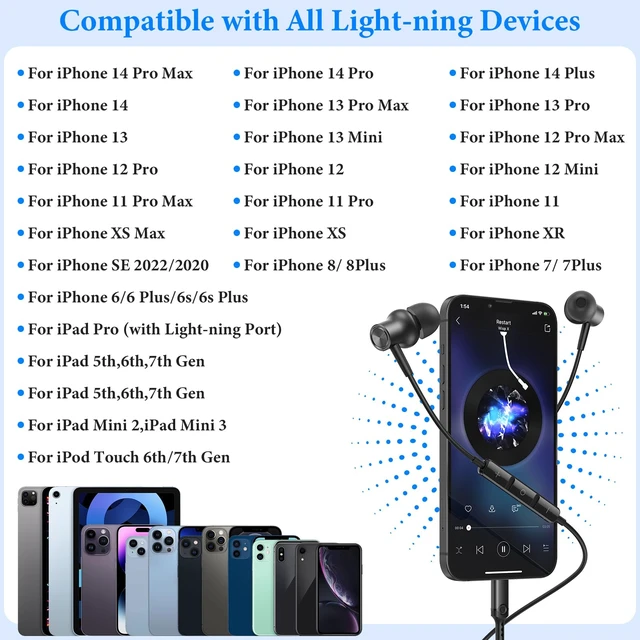 Alt view image 5 of 7 - MFi-Certified Wired Headphones for Apple iPhone 14 13 Pro Gunmetal Lighting Earbuds for iPhone 12 Pro 11 XS Max XS SE 7 8 Plus Earphones Built-in Microphone Volume Control Magnetic Headsets