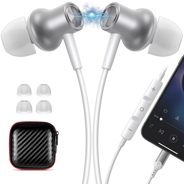 Main image of MFi-Certified Wired Headphones for Apple iPhone 14 13 Pro XR Silver Lighting Earbuds for iPhone 12 Pro 11 XS Max XS SE 7 8 Plus Earphones Built-in Microphone Volume Control Magnetic Headsets