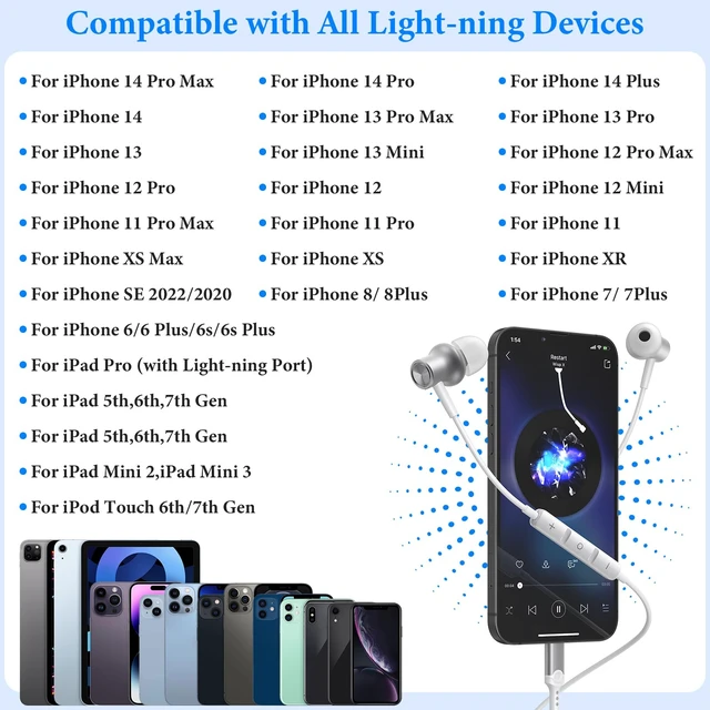 Alt view image 5 of 7 - MFi-Certified Wired Headphones for Apple iPhone 14 13 Pro XR Silver Lighting Earbuds for iPhone 12 Pro 11 XS Max XS SE 7 8 Plus Earphones Built-in Microphone Volume Control Magnetic Headsets
