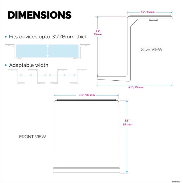 Alt view image 2 of 7 - 3 Under Desk Laptop & Device Holder Mount, Adhesive & Screw in, Devices Upto 3" - Small Computers Laptops MacBook Surface Keyboard Routers Modems Cable Box Network Switch & More (Black)