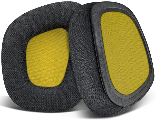 Main image of Mesh Fabric Replacement Earpads for Corsair Void/Void v2/Void Pro/Void Elite/Surround Wired & Wireless RGB USB Gaming Headsets, Ear Pads Cushions with Memory Foam - Black(Yellow Mesh)