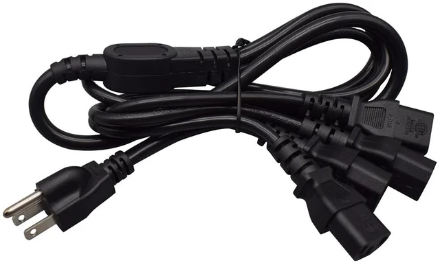 Alt view image 2 of 7 - Computer Power Splitter Cord, NEMA 5-15P to 4X C13 - C13 Y-Cable, Power Cord Y Splitter Cable - Power 4 Monitors at Once (3ft/1m, 5-15P to 4XC13)