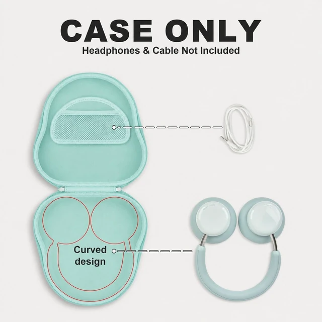 Alt view image 2 of 7 - Headphone Case for CMF by Nothing Headphone Pro Active Noise Canceling Wireless Headphones Protective Hard Shell Travel Carrying Bag with Cable Storage Compartment (Green)