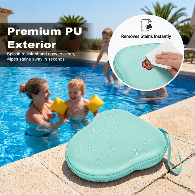 Alt view image 6 of 7 - Headphone Case for CMF by Nothing Headphone Pro Active Noise Canceling Wireless Headphones Protective Hard Shell Travel Carrying Bag with Cable Storage Compartment (Green)