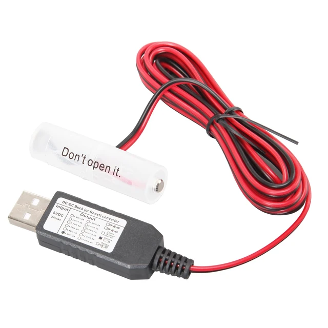 Alt view image 5 of 5 - Battery Eliminator Replace Kit USB 5V to 1.5V 3V 4.5V 6V 9V Power Supply Converter 1 to 4pcs AA AAA Connect Cable 78INCH (3AA-4.5V)