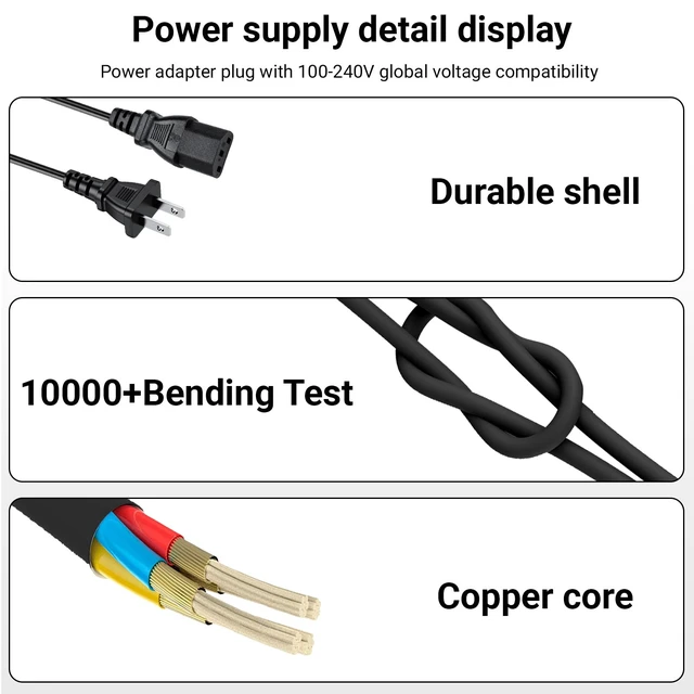 Alt view image 4 of 7 - 4.9Ft AC Power Cord Compatible with TCL Roku 55 65 75 Class 6 Series 4K Smart TV Series R635 55R635 65R625 65R635 75R635 75S431 75S435 75-R635 Mini-LED QLED Dolby Vision HDR