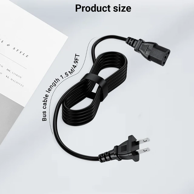 Alt view image 5 of 7 - 4.9Ft AC Power Cord Compatible with TCL Roku 55 65 75 Class 6 Series 4K Smart TV Series R635 55R635 65R625 65R635 75R635 75S431 75S435 75-R635 Mini-LED QLED Dolby Vision HDR
