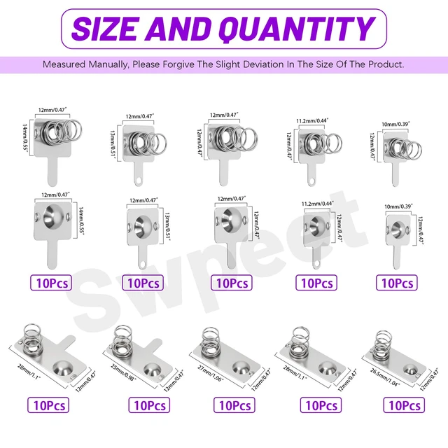 Alt view image 2 of 7 - 150Pcs 10 Sizes Nickle Plated AA Battery Springs Kit, AA Battery Negative to Positive Conversion Spring Contact, Conversion Contact Plate for for Batteries Replacement