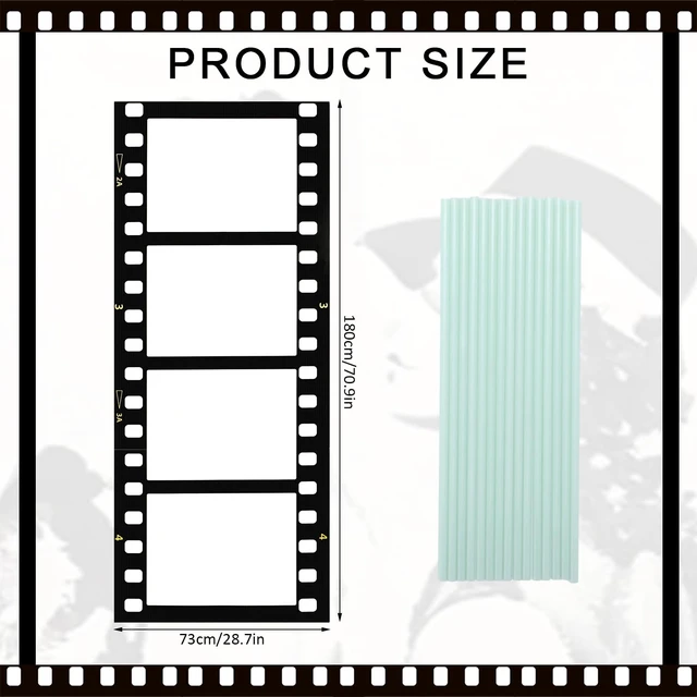 Alt view image 2 of 6 - 6 ft Extra Large Movie Night Photo Booth Strip Frame, Straight DIY Movie Theater Photo Frame, Camera Action Party Decoration, Film Strip Reel Backdrop for Film Night Party Supplies
