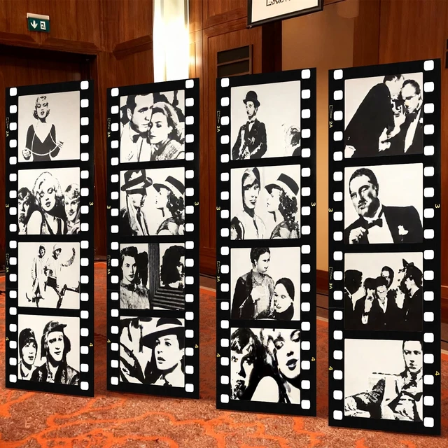 Alt view image 3 of 6 - 6 ft Extra Large Movie Night Photo Booth Strip Frame, Straight DIY Movie Theater Photo Frame, Camera Action Party Decoration, Film Strip Reel Backdrop for Film Night Party Supplies