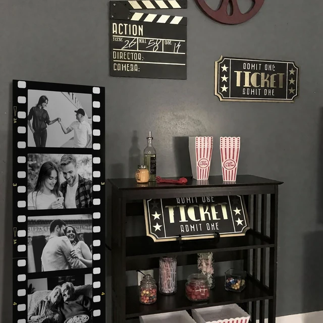 Alt view image 5 of 6 - 6 ft Extra Large Movie Night Photo Booth Strip Frame, Straight DIY Movie Theater Photo Frame, Camera Action Party Decoration, Film Strip Reel Backdrop for Film Night Party Supplies