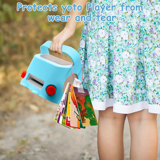 Alt view image 5 of 7 - Silicone Case for Yoto Player (3rd Gen.) with 100 Pcs Self-Adhesive Card Holder for Yoto Cards + 10 Pcs Removable Card Rings (Blue)