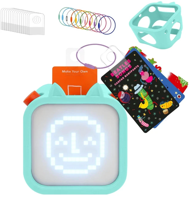 Main image of Silicone Case for Yoto Player (3rd Gen.) with 100 Pcs Self-Adhesive Card Holder for Yoto Cards + 10 Pcs Removable Card Rings(Green)