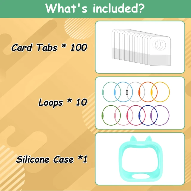 Alt view image 2 of 7 - Silicone Case for Yoto Player (3rd Gen.) with 100 Pcs Self-Adhesive Card Holder for Yoto Cards + 10 Pcs Removable Card Rings(Green)